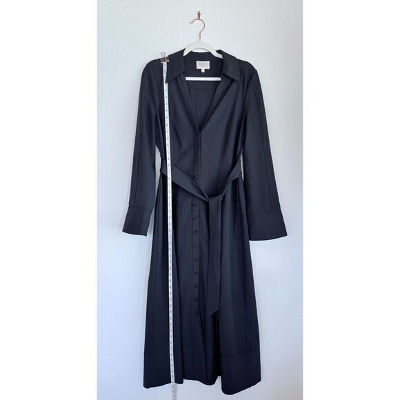 NWOT Cinq a Sept Kyla Long Sleeve Belted Midi Button Down Shirt Dress in Navy 10 - Picture 12 of 16